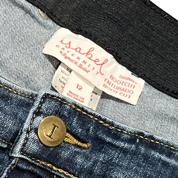 INGRID & ISABEL Isabel Maternity Jeans Sz 12 Skinny Bootcut Elastic Waist - Picture 4 of 10